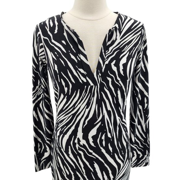 Diane Von Furstenberg Black and White Zebra Print Dress - Picture 2 of 11
